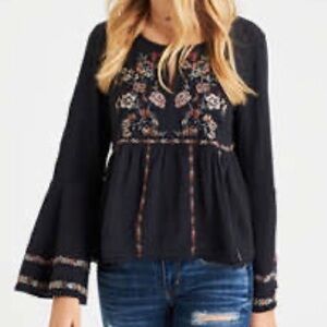American Eagle Embroidered Babydoll Top
